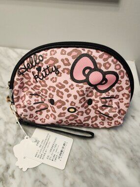 NWT NIB Sanrio Hello Kitty Leopard Print Make Up Cosmetic Pouch Bag